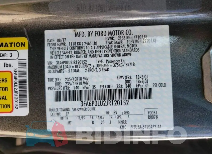 3FA6P0LU2JR120152 Photo# 10