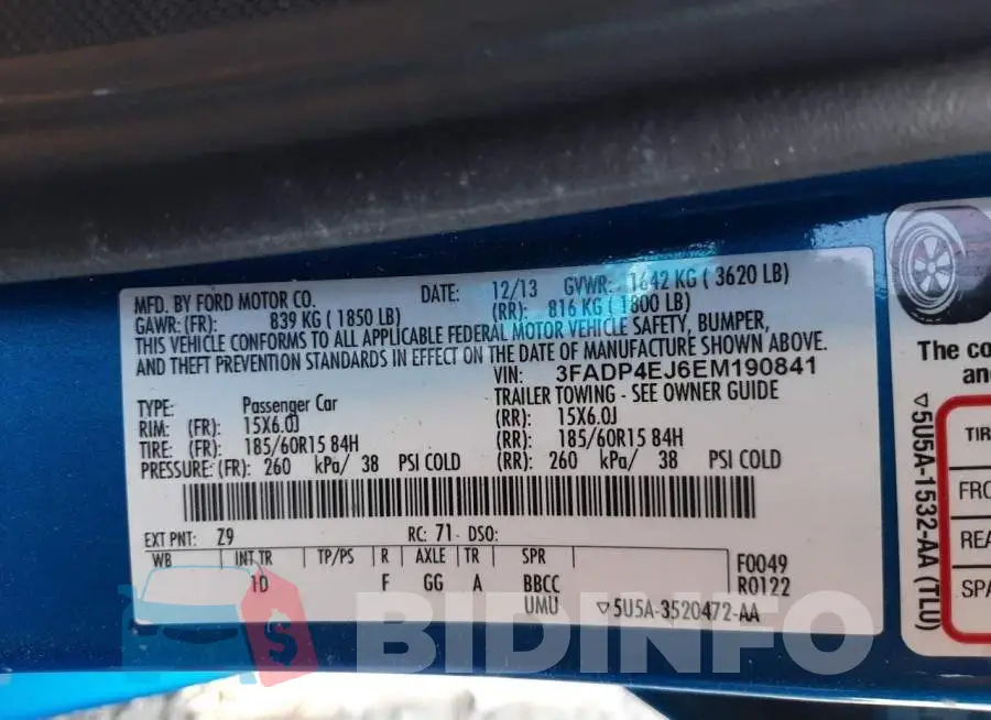 3FADP4EJ6EM190841 Photo# 10