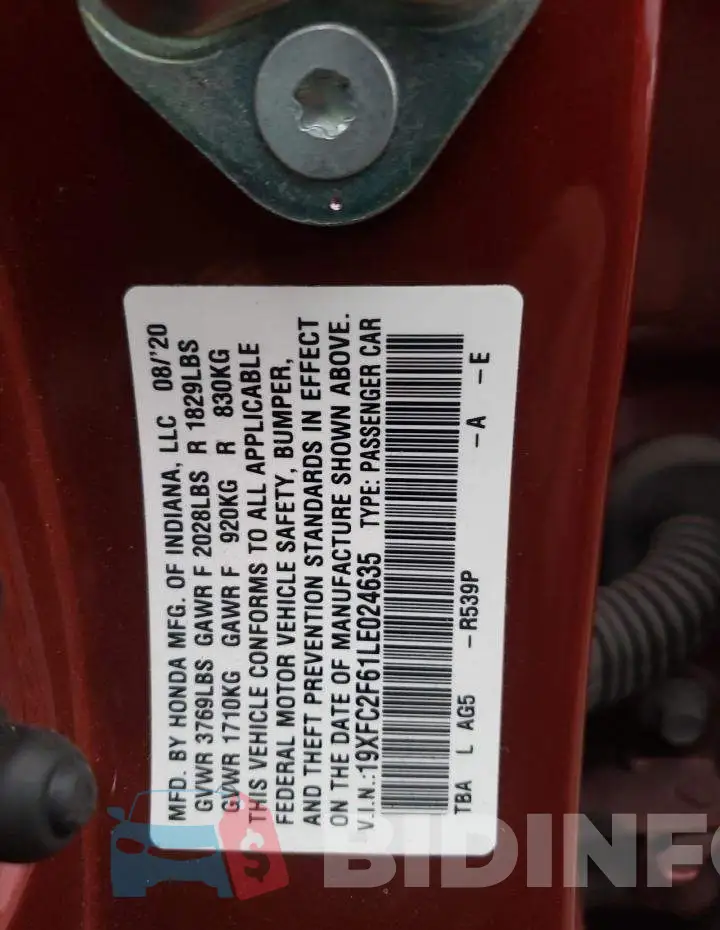 19XFC2F61LE024635 Photo# 10