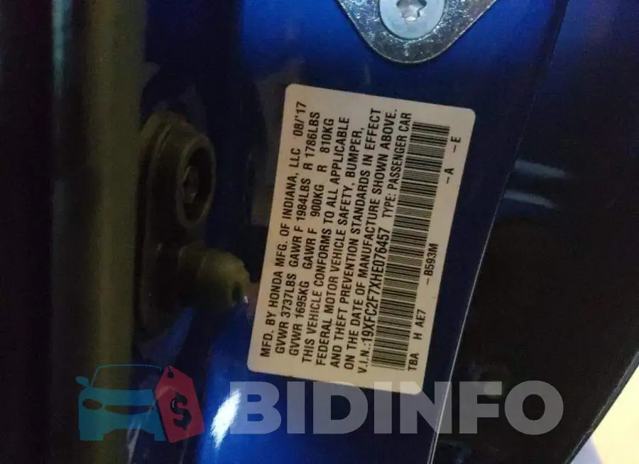19XFC2F7XHE076457 Photo# 13