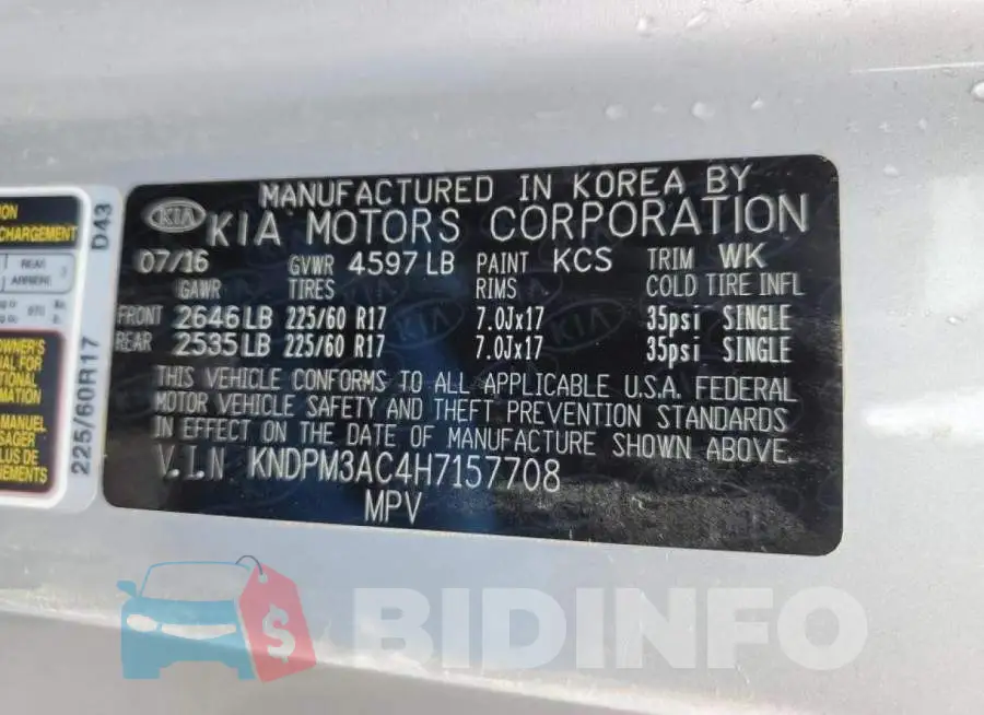 KNDPM3AC4H7157708 Photo# 10