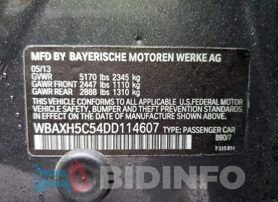 WBAXH5C54DD114607 Photo# 12