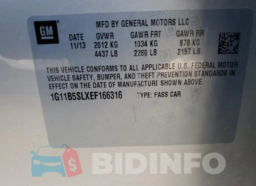 1G11B5SLXEF166316 Photo# 12
