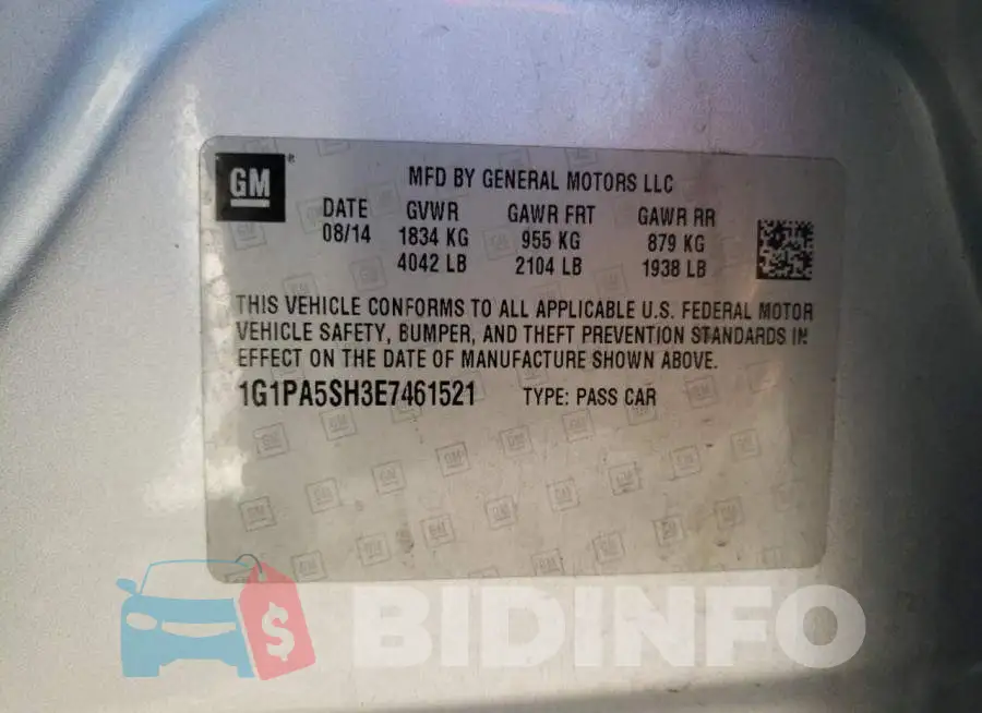 1G1PA5SH3E7461521 Photo# 10