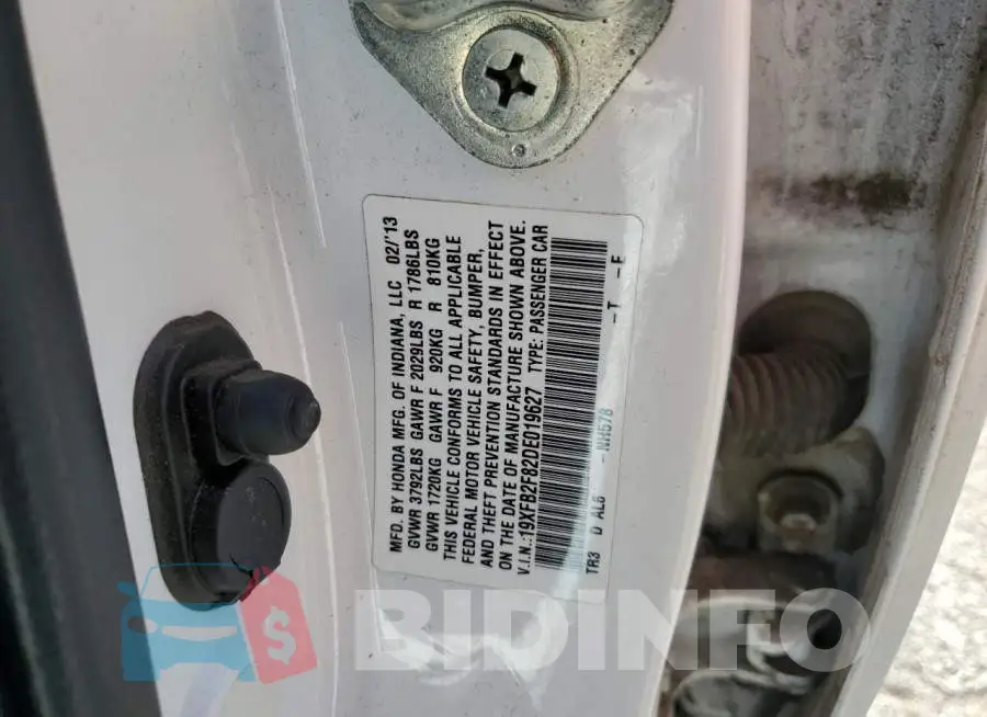 19XFB2F82DE019627 Photo# 10