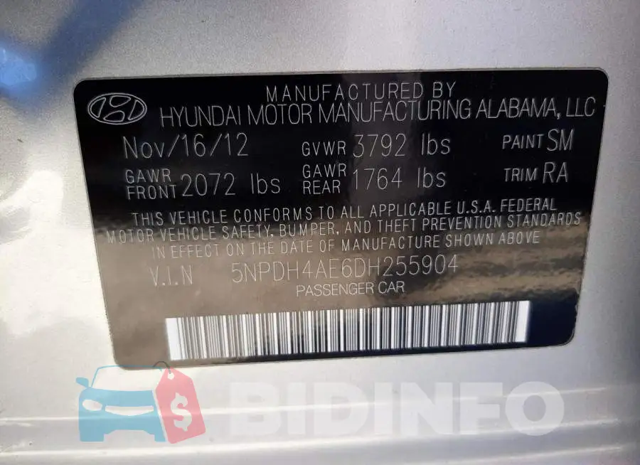 5NPDH4AE6DH255904 Photo# 10