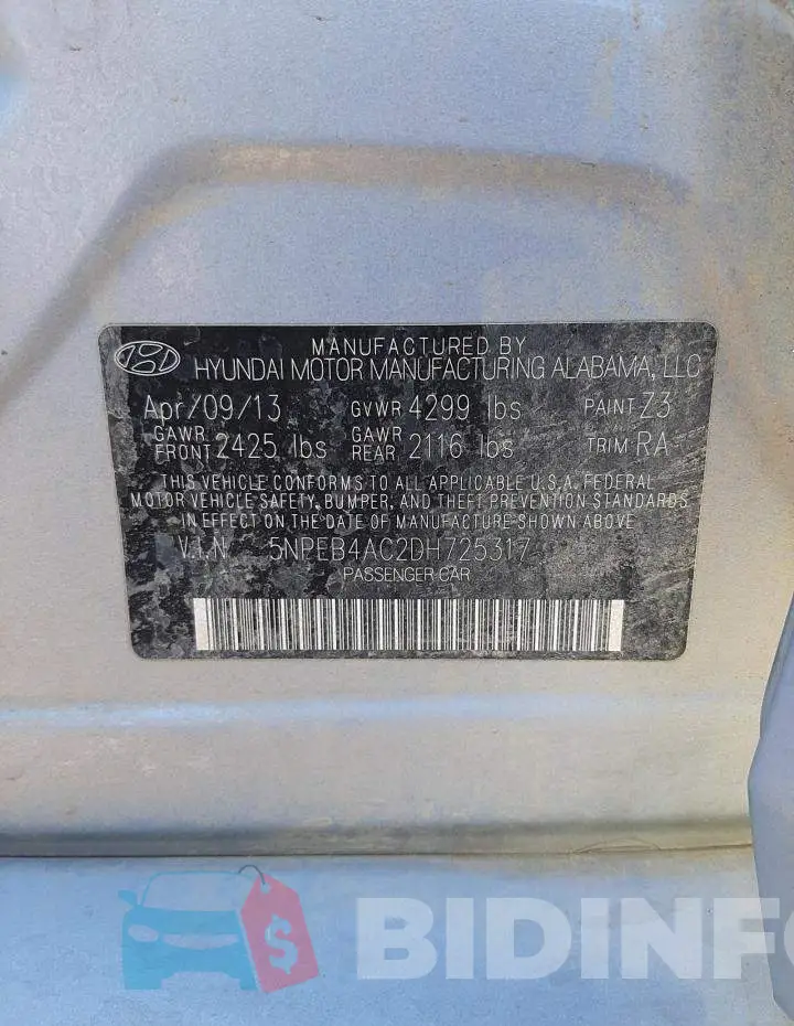 5NPEB4AC2DH725317 Photo# 10