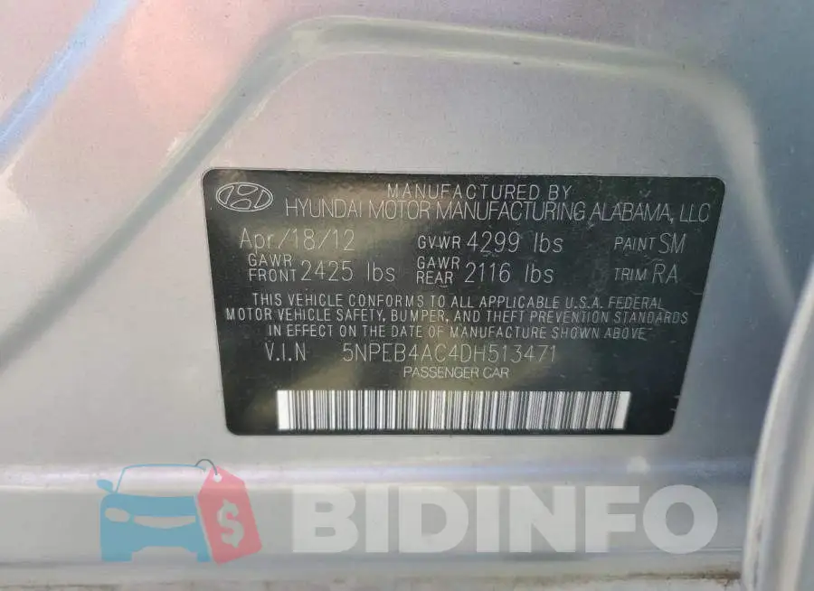 5NPEB4AC4DH513471 Photo# 12