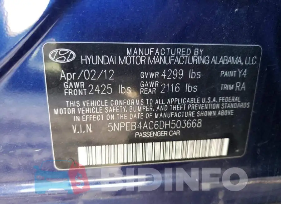 5NPEB4AC6DH503668 Photo# 12