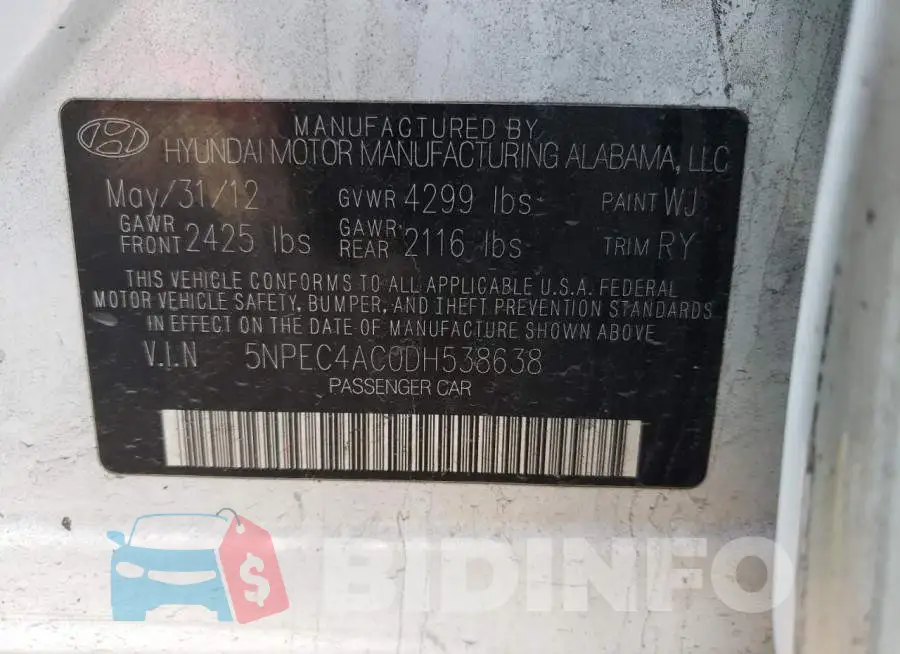 5NPEC4AC0DH538638 Photo# 12