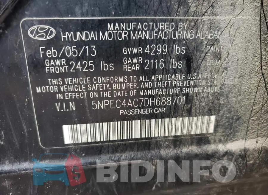 5NPEC4AC7DH688701 Photo# 10