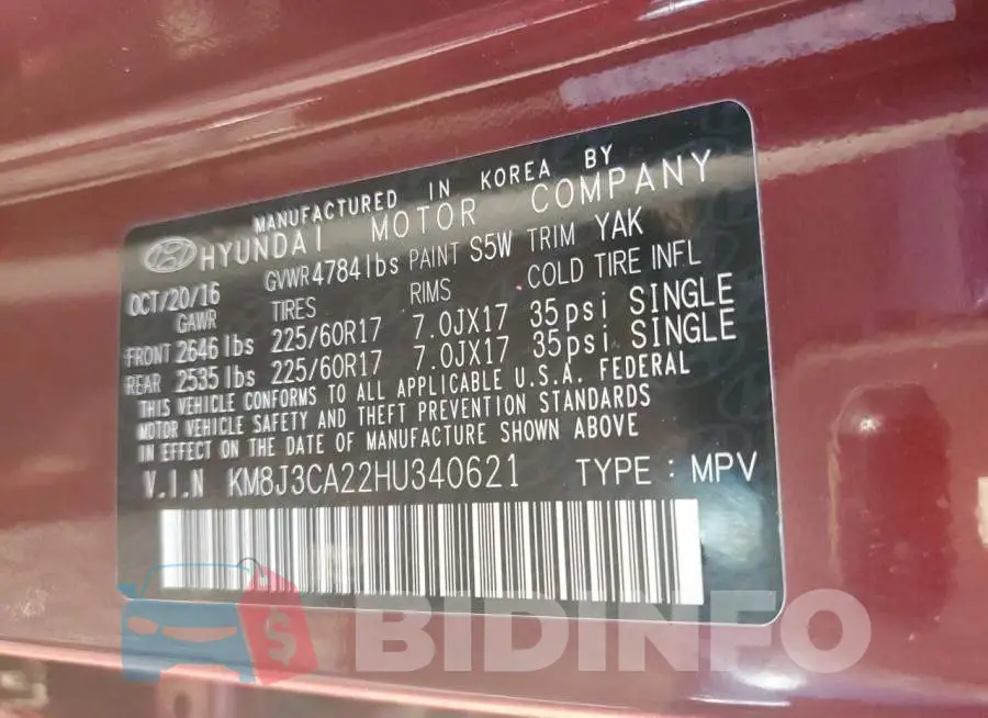KM8J3CA22HU340621 Photo# 13