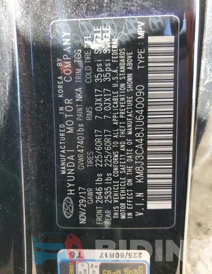 KM8J3CA48JU640090 Photo# 10