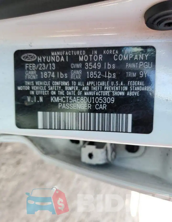 KMHCT5AE8DU105309 Photo# 13