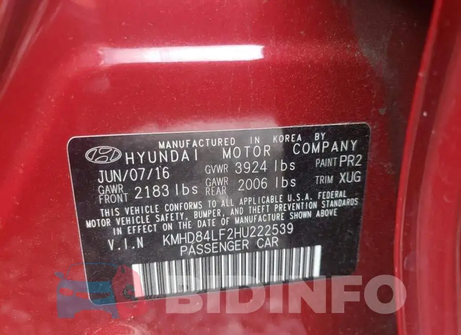 KMHD84LF2HU222539 Photo# 10