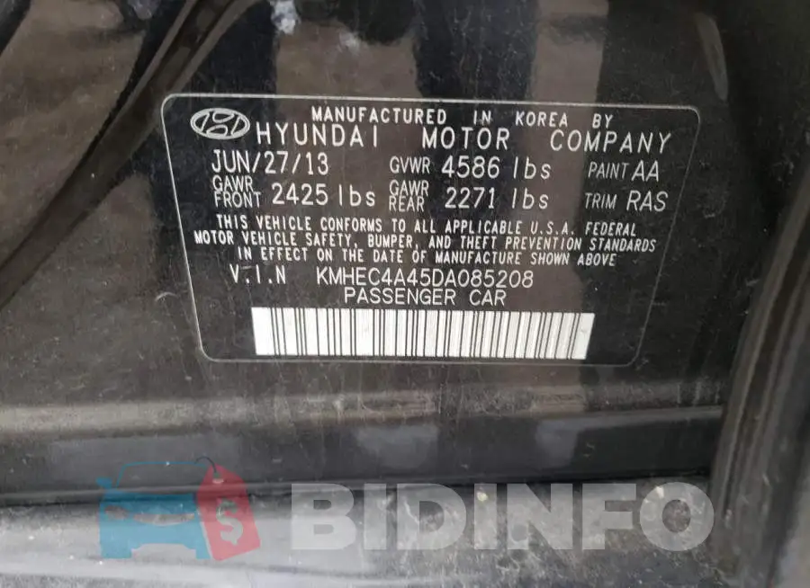 KMHEC4A45DA085208 Photo# 10