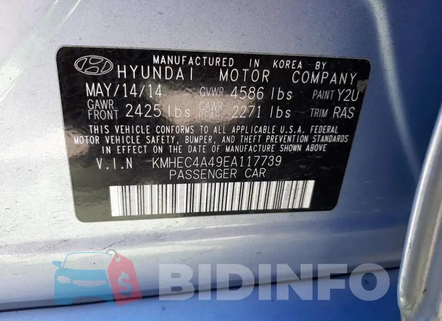 KMHEC4A49EA117739 Photo# 10
