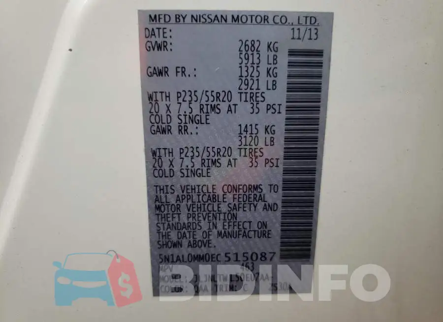 5N1AL0MM0EC515087 Photo# 10