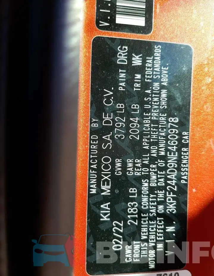 3KPF24AD9NE460978 Photo# 10