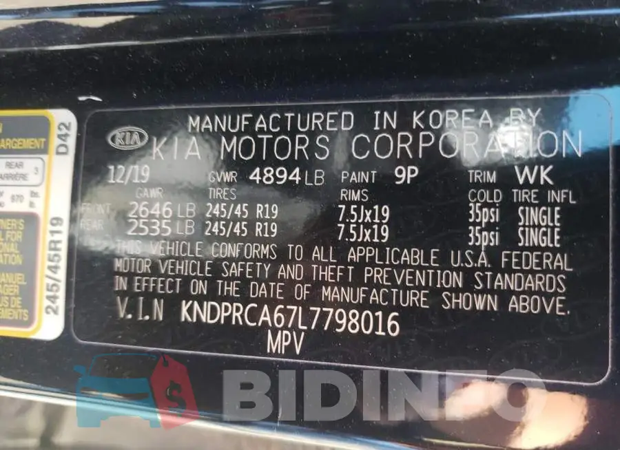 KNDPRCA67L7798016 Photo# 10