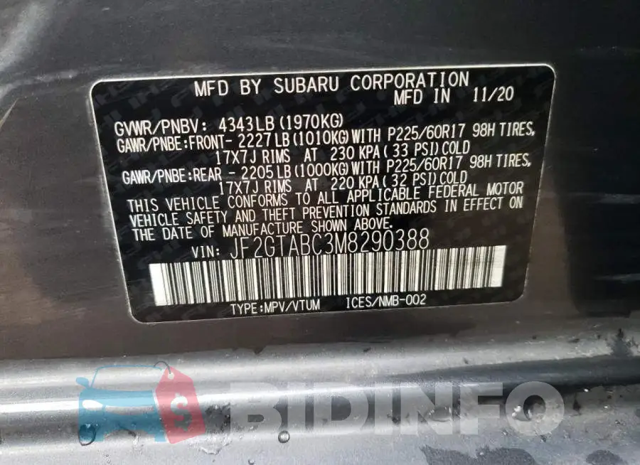 JF2GTABC3M8290388 Photo# 10