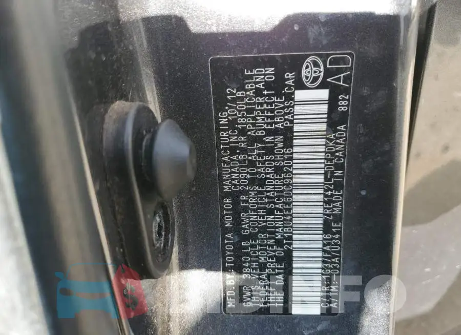 2T1BU4EE6DC962016 Photo# 10