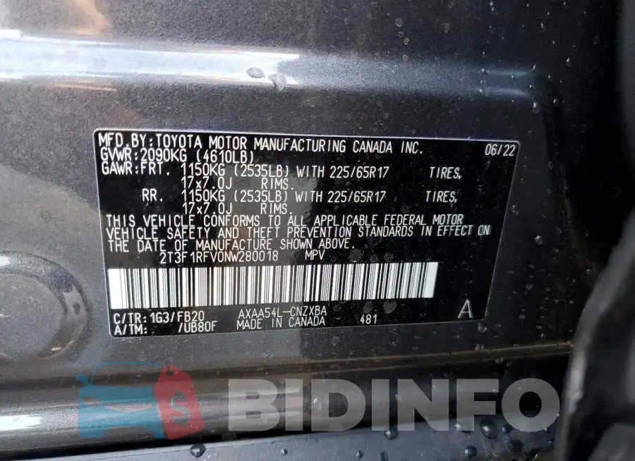 2T3F1RFV0NW280018 Photo# 10