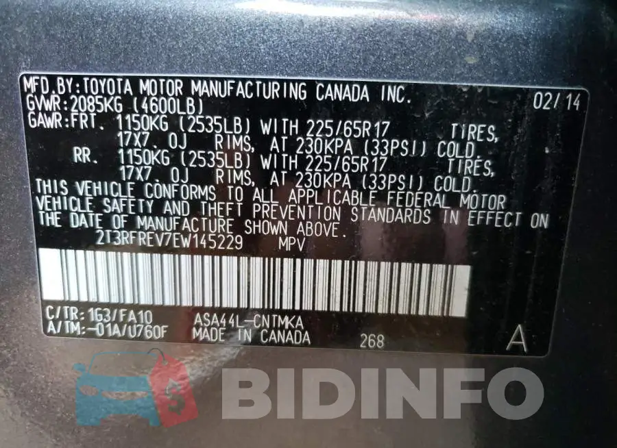 2T3RFREV7EW145229 Photo# 10