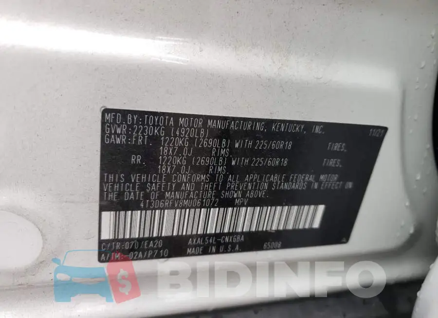 4T3D6RFV8MU061072 Photo# 10
