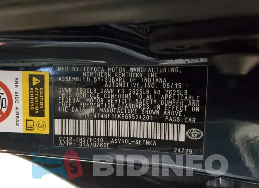 4T4BF1FK6GR524201 Photo# 12