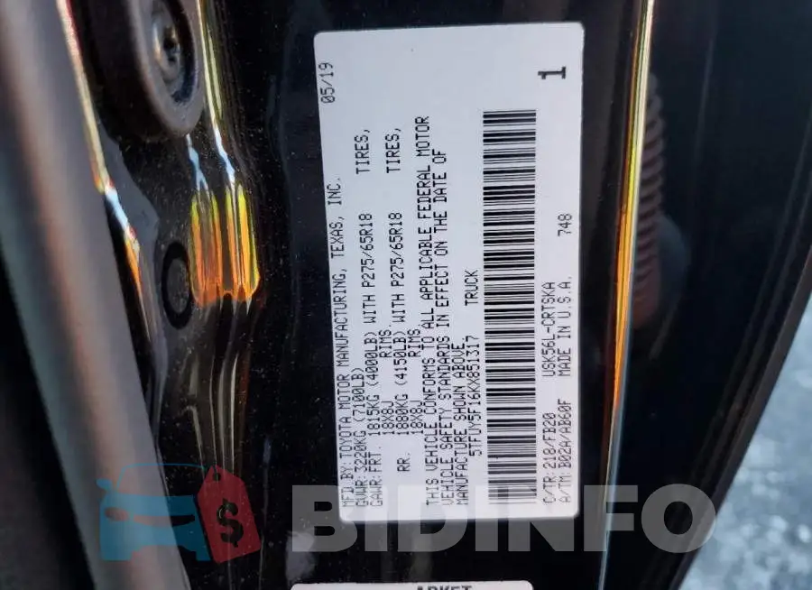 5TFUY5F16KX851317 Photo# 10