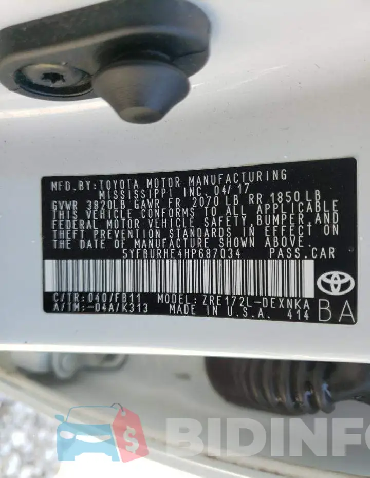5YFBURHE4HP687034 Photo# 10