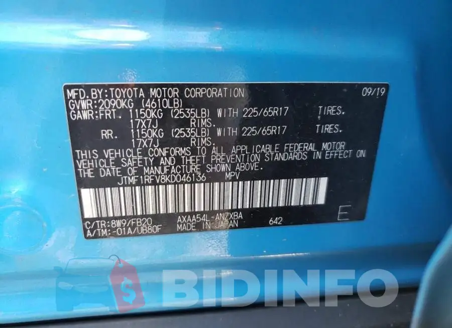 JTMF1RFV8KD046136 Photo# 10