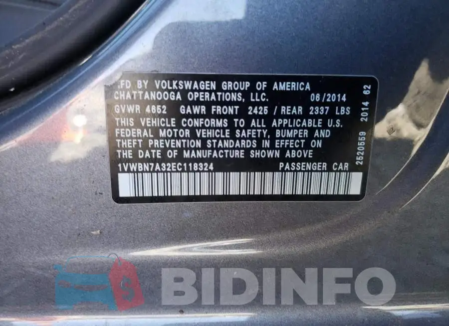 1VWBN7A32EC118324 Photo# 10