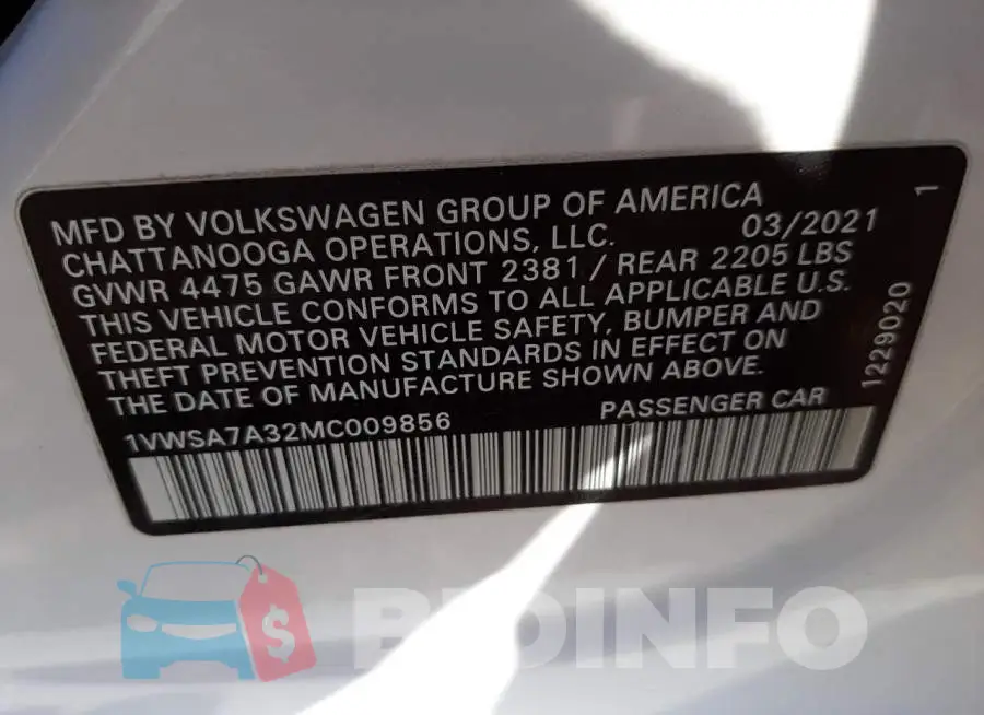 1VWSA7A32MC009856 Photo# 13