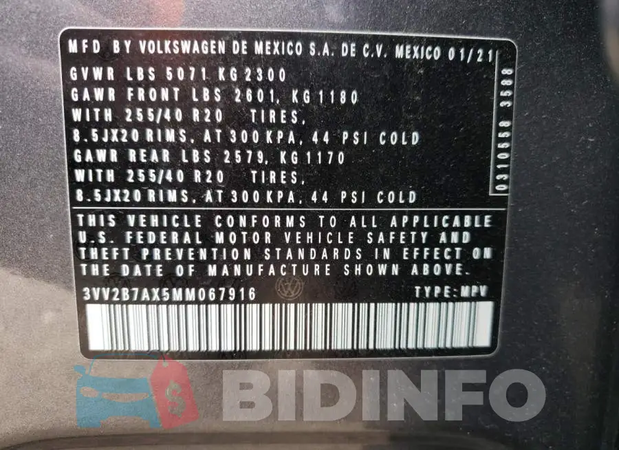 3VV2B7AX5MM067916 Photo# 10