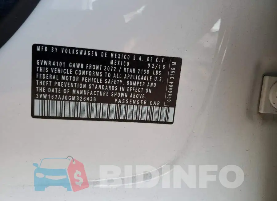3VW167AJ0GM326436 Photo# 10