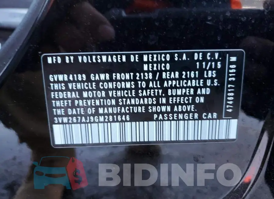 3VW267AJ9GM281646 Photo# 10