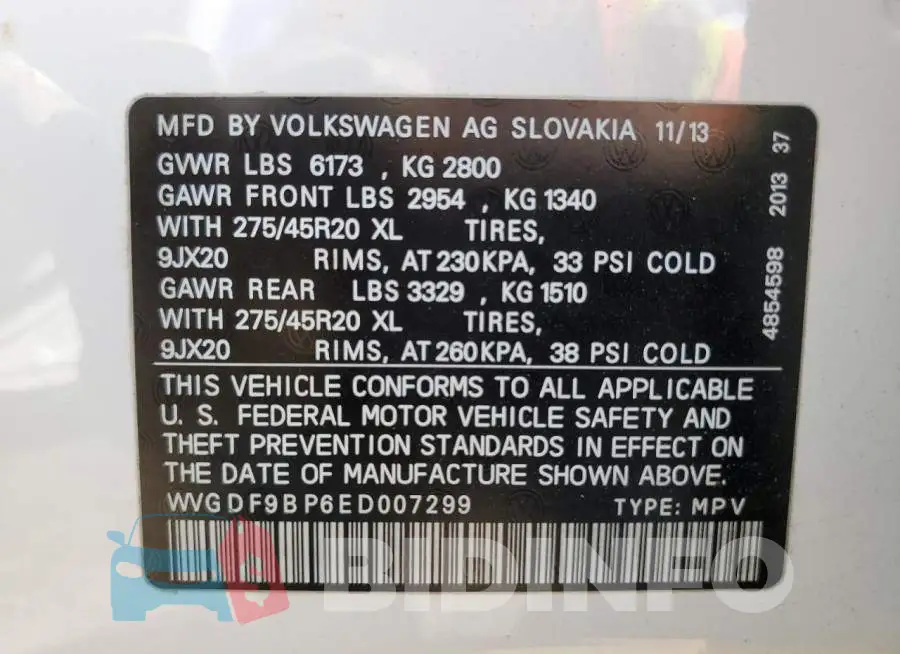WVGDF9BP6ED007299 Photo# 10