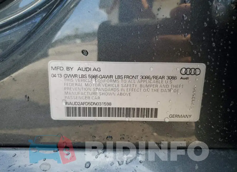 WAUD2AFD5DN031598 Photo# 13