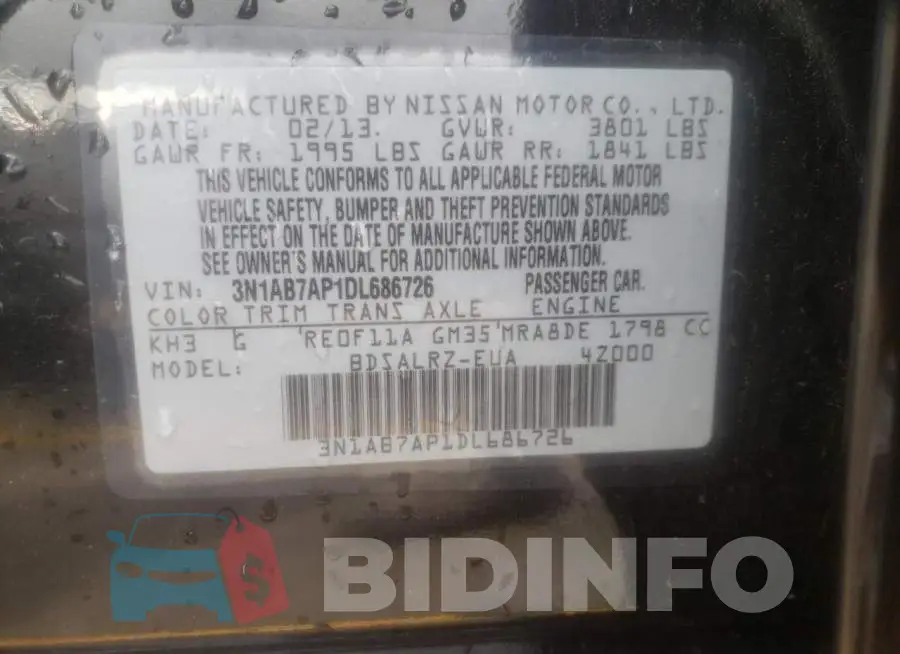 3N1AB7AP1DL686726 Photo# 10