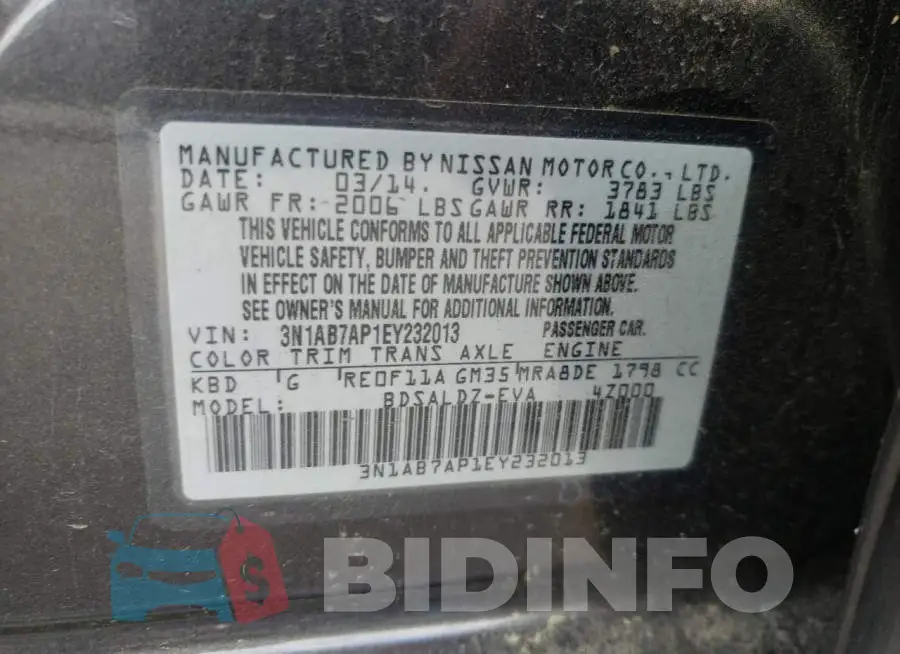 3N1AB7AP1EY232013 Photo# 10