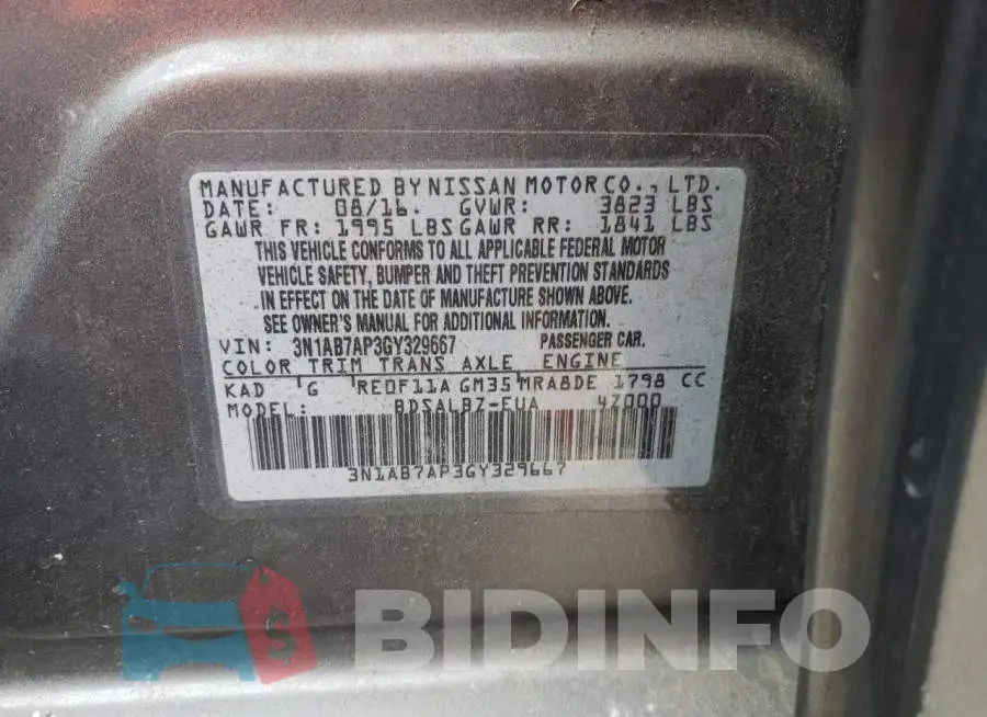 3N1AB7AP3GY329667 Photo# 10
