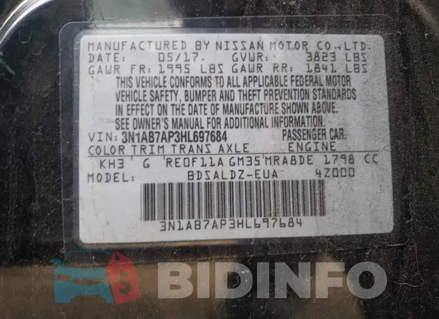 3N1AB7AP3HL697684 Photo# 10