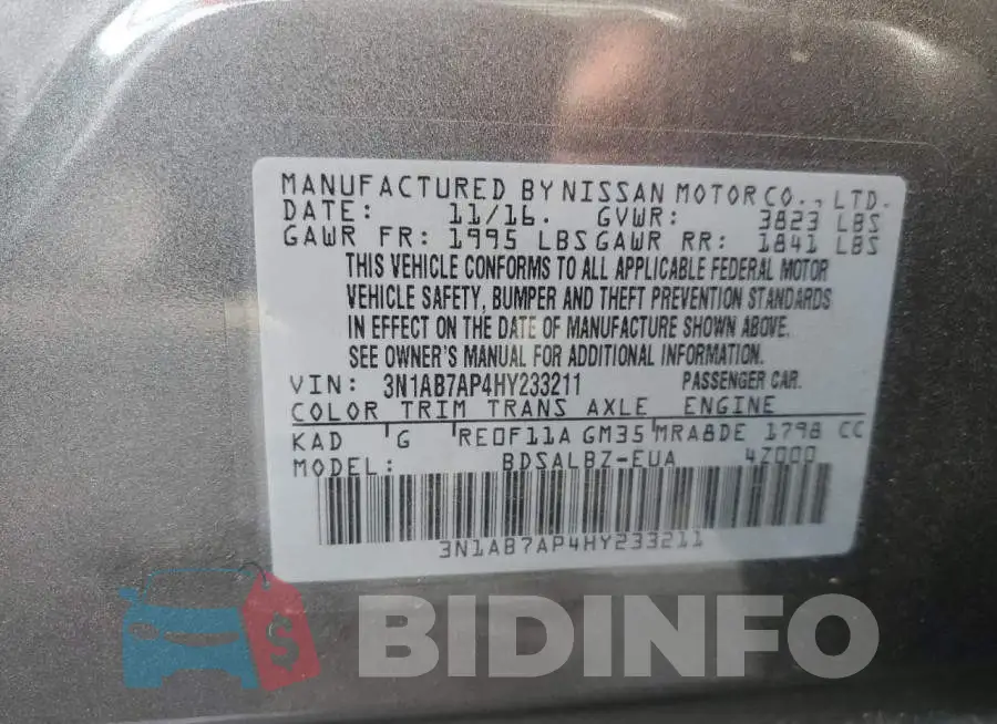 3N1AB7AP4HY233211 Photo# 10