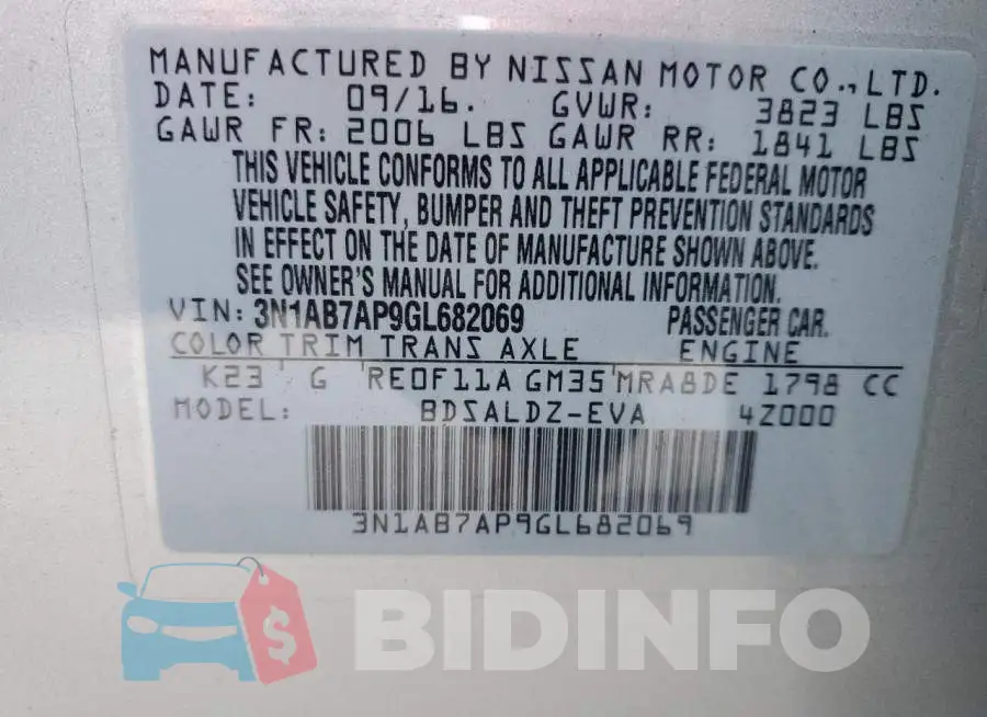 3N1AB7AP9GL682069 Photo# 10