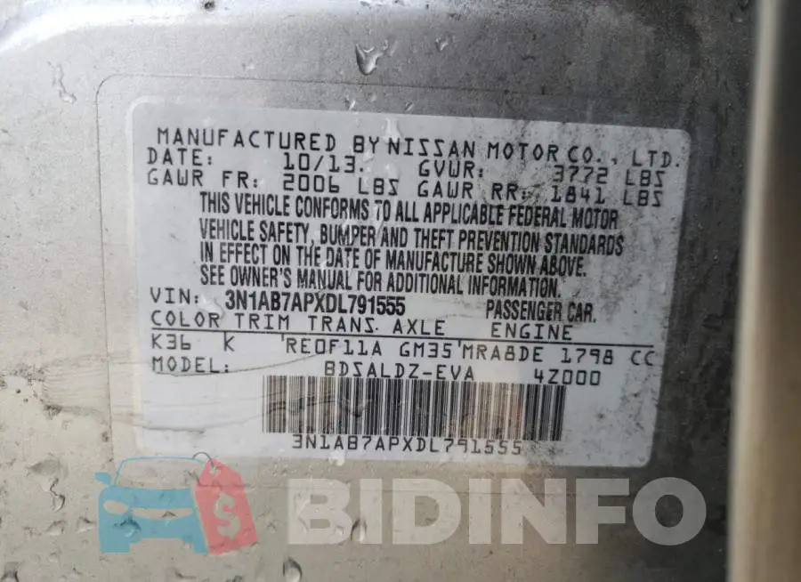 3N1AB7APXDL791555 Photo# 10