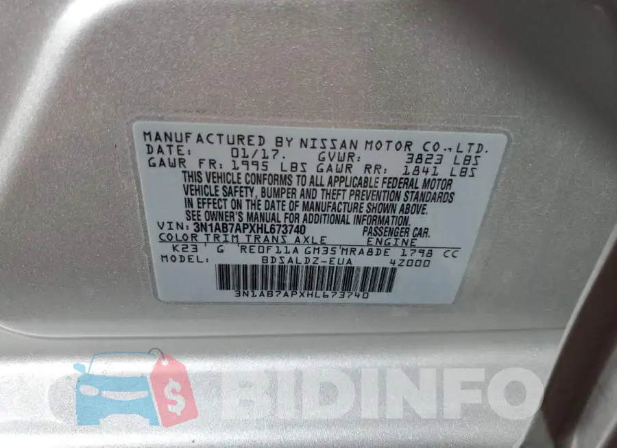 3N1AB7APXHL673740 Photo# 10