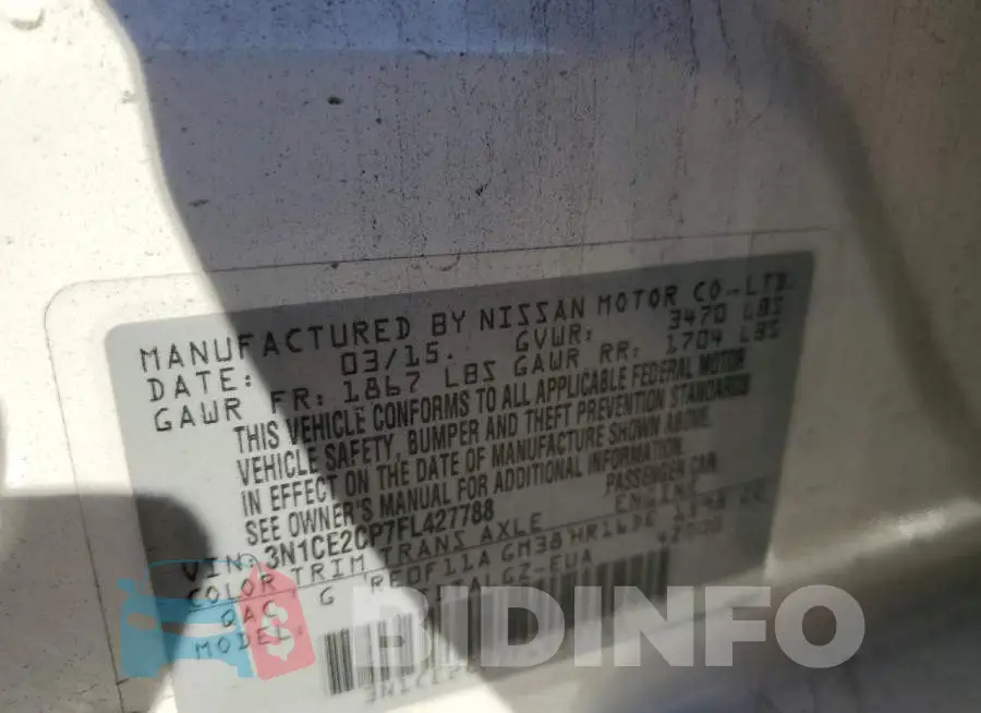 3N1CE2CP7FL427788 Photo# 10