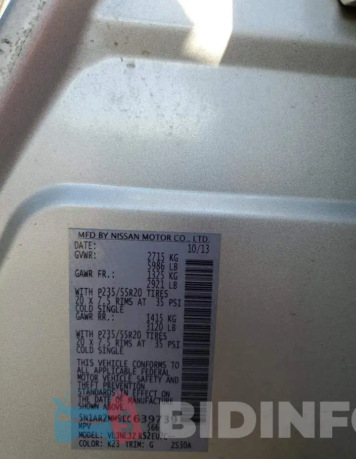 5N1AR2MM9EC639739 Photo# 10